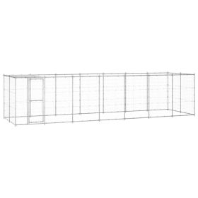 Outdoor Dog Kennel Galvanized Steel with Roof 182.3 ft²