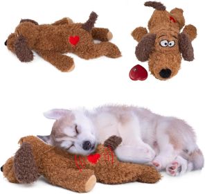 Puppy Heartbeat Stuffed Animal for Dog Anxiety 16.5" x 7.8" x 5.5", Brown Dog Heartbeat Toy, Plush Puppy Anxiety Relief Toy with Soft Cotton Padding,