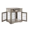 Furniture Style Dog Crate End Table with Drawer, Pet Kennels with Double Doors, Dog House Indoor Use, Grey, 29.9'' W x 24.8'' D x 30.71'' H.