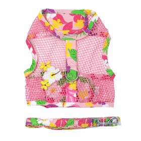 Cool Mesh Dog Harness with Leash (Option: Pink Hawaiian FloralX-Small)