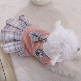 Sweet Bowknot Dog Sweater Dress; Winter Warm Pet Clothes; Costume For Small Medium Large Dog & Cat (Color: pink, size: XS)