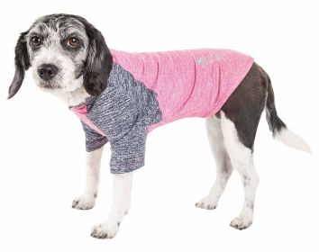 Pet Life Active 'Hybreed' 4-Way Stretch Two-Toned Performance Dog T-Shirt (Color: pink, size: large)