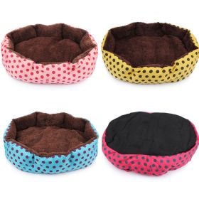 Pet Bed Warm Winter Bed Dog Cat Bed Soft Wool Point Design Pet Nest With Removable Mats Octagonal Shape Kennel Cat Dog Sofa Bed (Color: Red, size: 37x32x10)