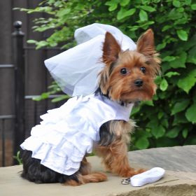 Dog Harness Wedding Dress with Veil and Matching Leash (Option: XX-Small)