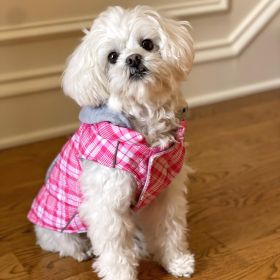 Weekender Dog Sweatshirt Hoodie - Pink & White Plaid (Option: Pink and White Plaid Fabric    X-SMALL)